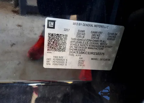 2018 GMC Yukon Slt из США, поврежденный, VIN 1GKS1BKC3JR210375